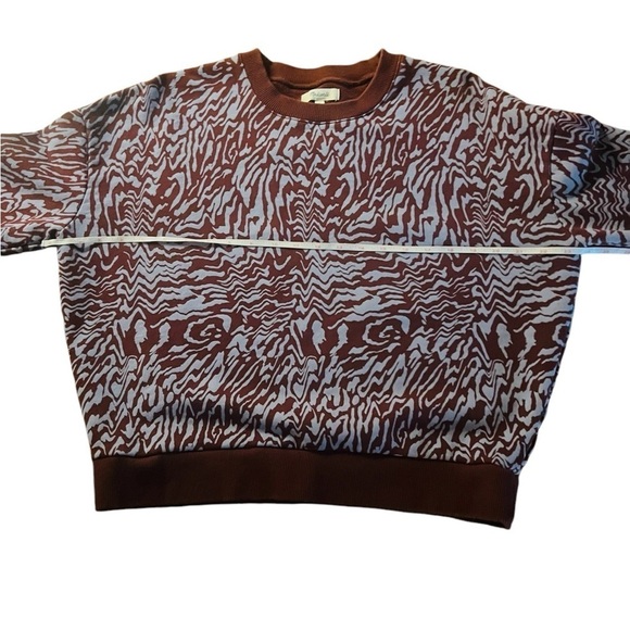 MADEWELL WOMEN’S PURPLE OVERSIZED SWEATSHIRT SIZE SMALL WITH ABSTRACT PATTERN - Picture 7 of 11